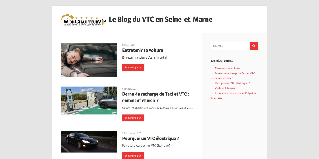 Capture du blog MonChauffeurVIP — Le Blog du VTC en Seine-et-Marne