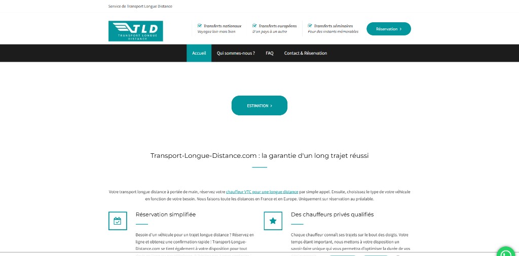 Capture du site Transport Longue Distance — TLD